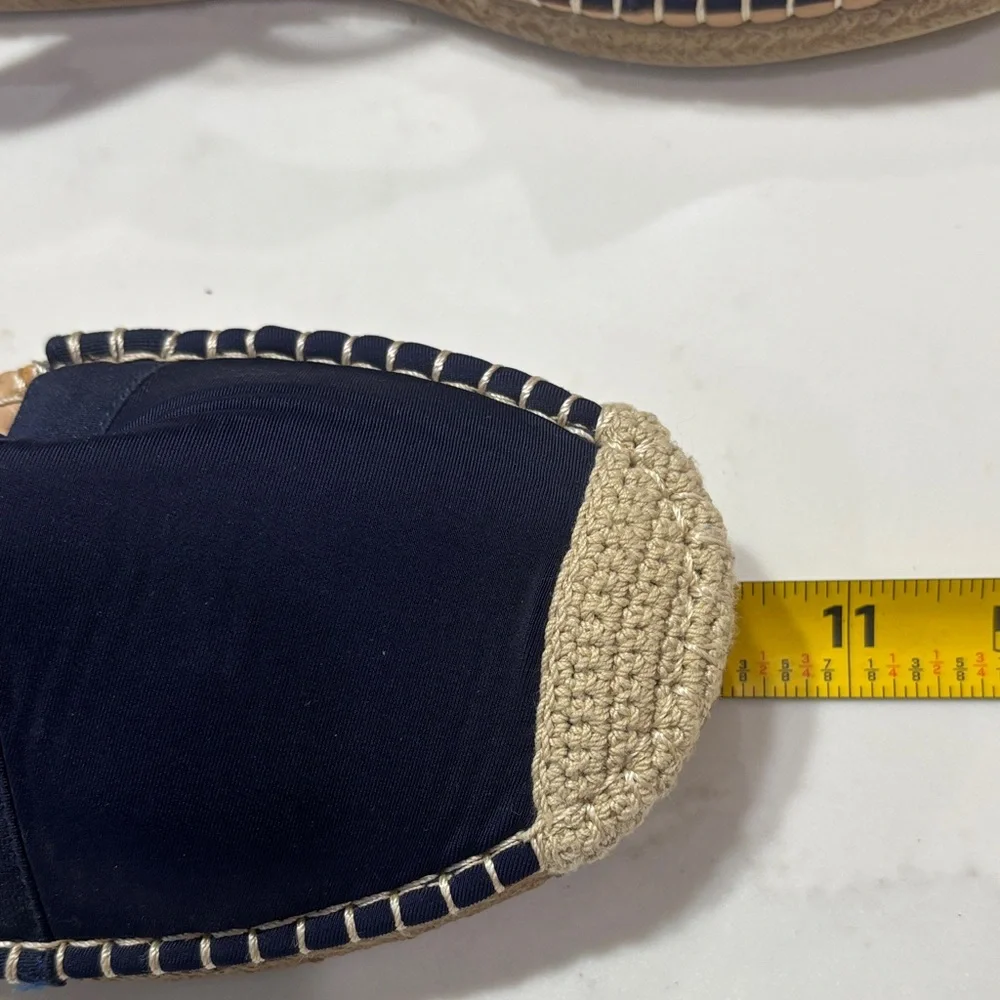 Navy Espadrille Slingback Flats with Crisscross Straps